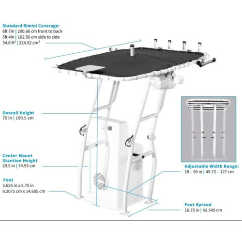 Roswell Marine UNI-T Universal Folding T-Top, White
