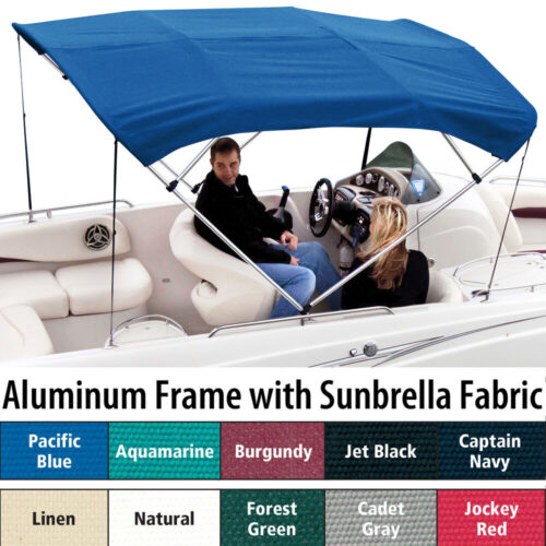 Shademate Polyester 4-Bow Bimini Top, 8'L x 42"H, 79"-84" Wide