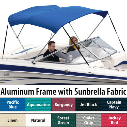 Shademate Sunbrella 3-Bow Bimini Top, 6'L x 46"H, 67"-72" Wide